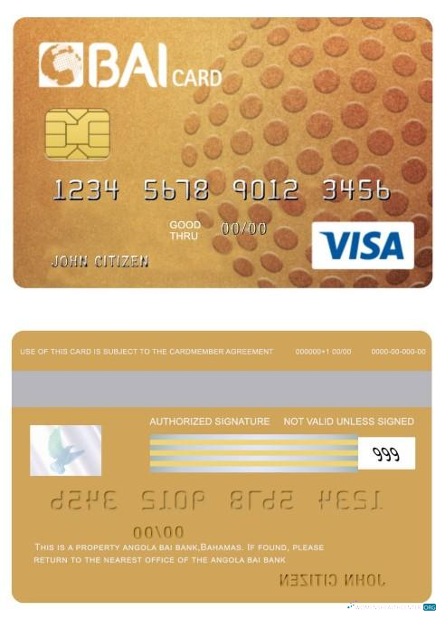 Download Angola Bai bank gold credit visa card Photoshop template